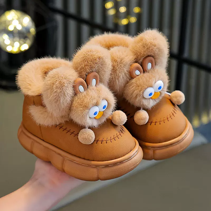 儿童棉鞋冬季女童防水防滑居家小孩中小童包跟雪地靴男宝宝棉拖鞋