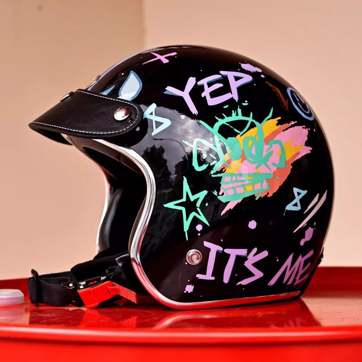 Taiwan JEF Retro 3/4 Motorcycle Helmet Men Women 3C