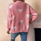 Foreign Trade Cross-border Europe and America Amazon Source Manufacturers Sweater Women's Long Sleeve Cardigan Valentine's Day Love Pattern Knitwear