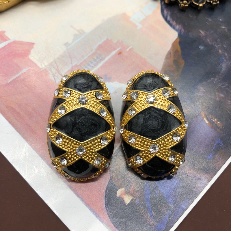 Women'S Gender Plating Design 1 Pair Retro Geometric Alloy Plating Rhinestones Women's Ear Studs