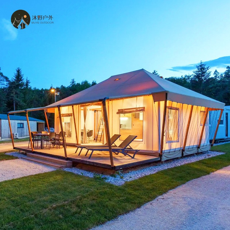 Muye estructura de acero al aire libre anti-mosquito tienda de campaña Hotel Gran lugar escénico Luz Hotel de lujo tienda de campaña fábrica