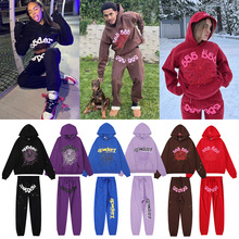 美潮牌Sp5der 555555 Hoodie明星同款发泡印花纯棉宽松卫衣男女款