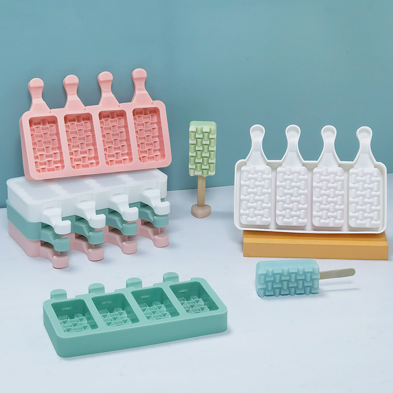 Sanxin molde de silicona de helado de bambú DIY simple helado cubo de hielo Popsicle fabricante de hielo herramienta abrasiva transfronteriza exclusiva