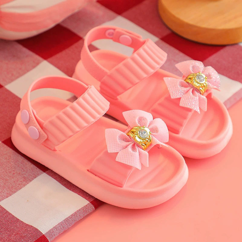 EVA новые летние детские сандалии для девочек принцесса нескользящая мягкая подошва корейская версия бантика для девочек сандалии