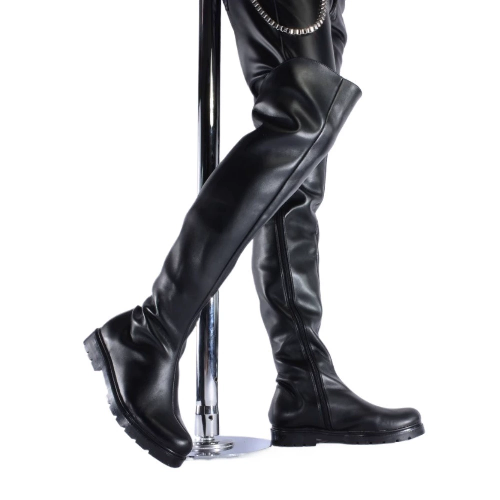 Denim high boots platform, for catwalk