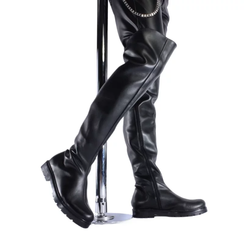 Denim high boots platform, for catwalk