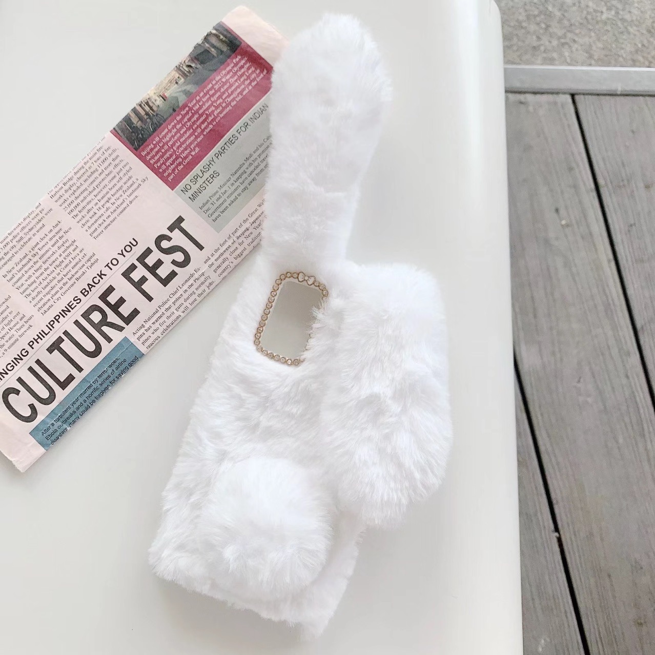 Adecuado para Samsung A55 A26 5G A15 felpa conejo A56 felpa comercio exterior hecho a mano funda protectora para teléfono móvil