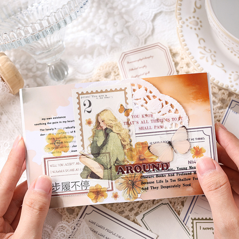 Registro blanco sin adhesivo de papel de notas retro marcador de notas marcador de sellos material de decoración de contabilidad