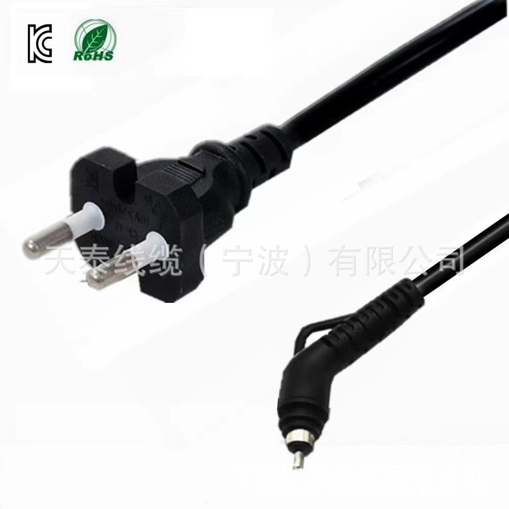 厂家供应韩国KC认证AC电源插头线 韩标2芯0.75平方旋转尾吹风机电