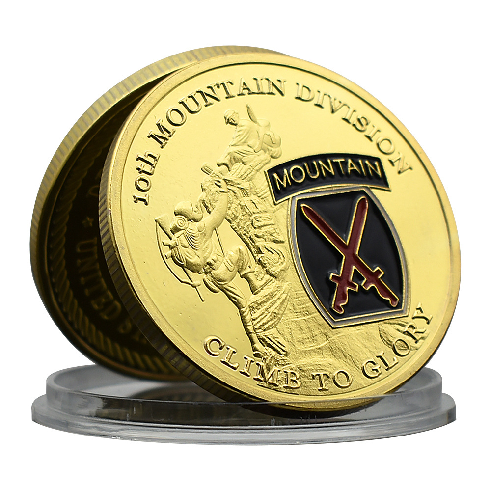 US Army 10th Mountain Division Commemorative Coin Climbing Glory Metal Medal Gold Coin Coin Collection Gift