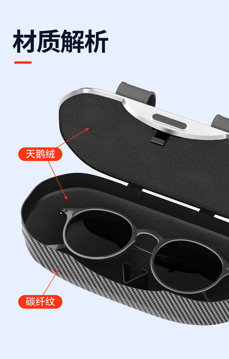 New Carbon Fiber Car Glasses Case, Car Supplies, Sun Visor Storage, Multi-Function Card Holder, Car Sunglasses Holder