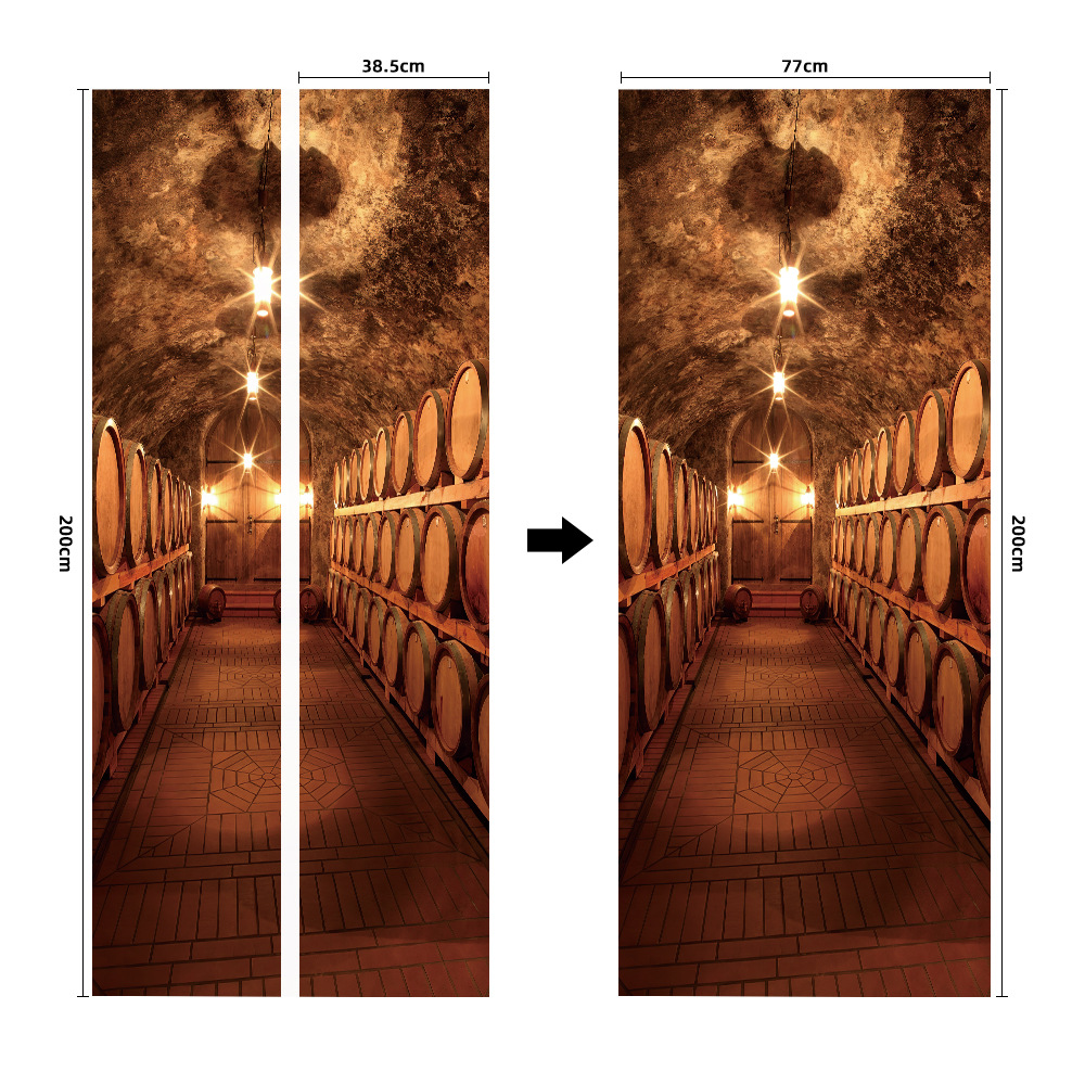 Pegatinas para puertas 3D respetuosas con el medio ambiente, autoadhesivos, fabricantes de origen al por mayor, patrones populares transfronterizos de alta definición, adhesivos para puertas impermeables, a prueba de aceite y antiincrustantes
