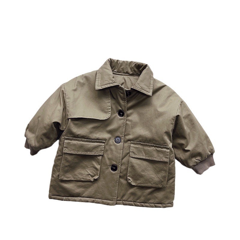 Gabardina acolchada de algodón para niños de estilo Harajuku 2024 Invierno nuevos hombres y mujeres de estilo coreano estilo japonés medio-largo grueso abrigo moda