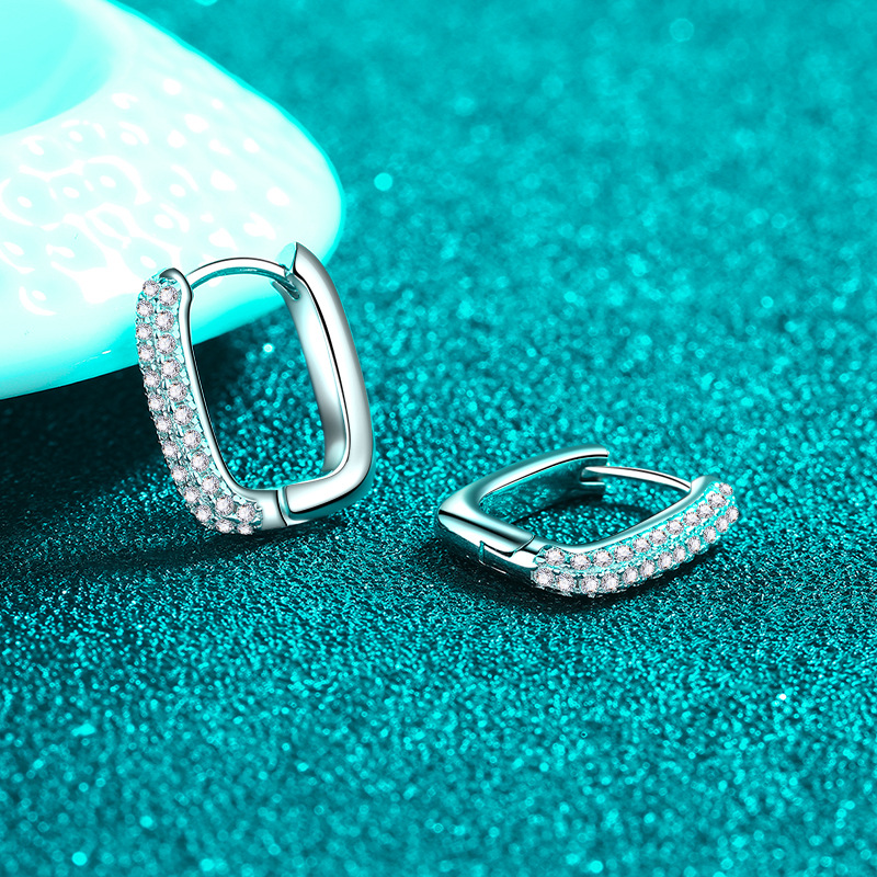D-colour Moissanite Square Hoop Earrings Sterling Silver Jewellery_voghion.com