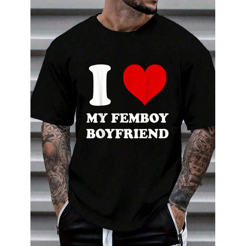 Cross-Border Pure Cotton I Heart My Femboy Boyfriend T-Shirt Women's S