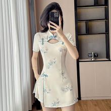 實拍現貨改良旗袍新款溫柔年輕款氣質少女小個子套裝兩件套