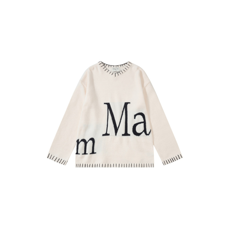 【官网正品】matinkim针织毛衣v领字母提花毛衣上衣情侣款秋冬款|undefined