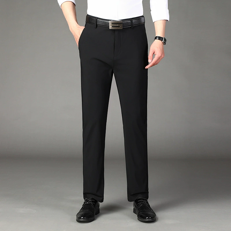 Мужские брюки среднего возраста, мужские брюки из молочного шелка среднего и пожилого возраста, свободные брюки, мужские брюки для папы, летние тонкие деловые повседневные брюки