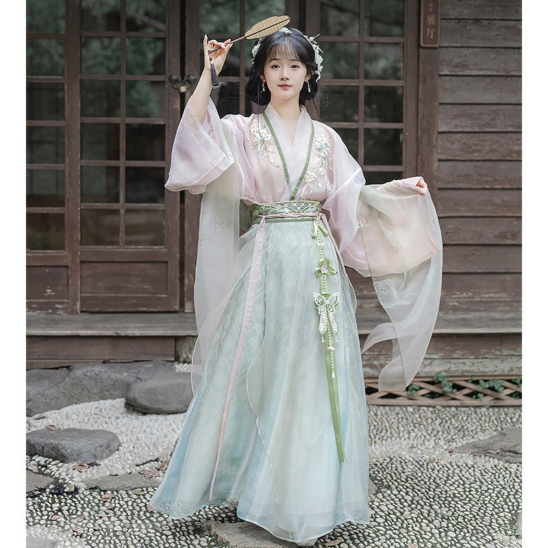 改良 舞青影国风仙气 宋制齐腰破裙绣花古装汉服女日常套装|undefined