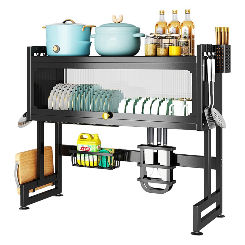 Rack de almacenamiento palillos de la cocina cesta estante del Tazón estante del fregadero hogar a prueba de polvo Almacenamiento de cocina palillos cuchillo tazón plato organizador rack