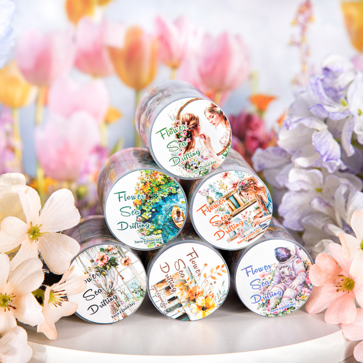 Un buen día PET floral tema cinta floral serie libre retro tela de mano decoración cinta material