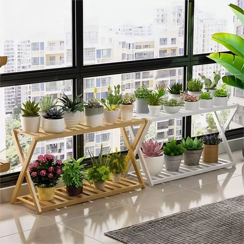 花架子室内阳台多肉植物花盆架现代客厅落地式多层阶梯楠竹置物架