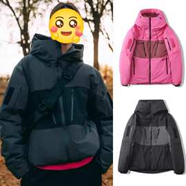 25年茑家高蓬情侣款明星羽绒服SYSTEM秋冬户外防水连帽冲锋滑雪服