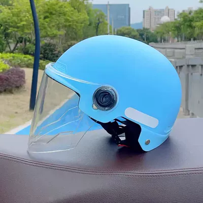 Motosiklet kaskı (dəbilqə) – Men's and Women's Universal Safety Helmets - new-national-standard-3c-blue-high-definition-long-lenses-lenses-are-not-anti-fog-one-size-fits-all