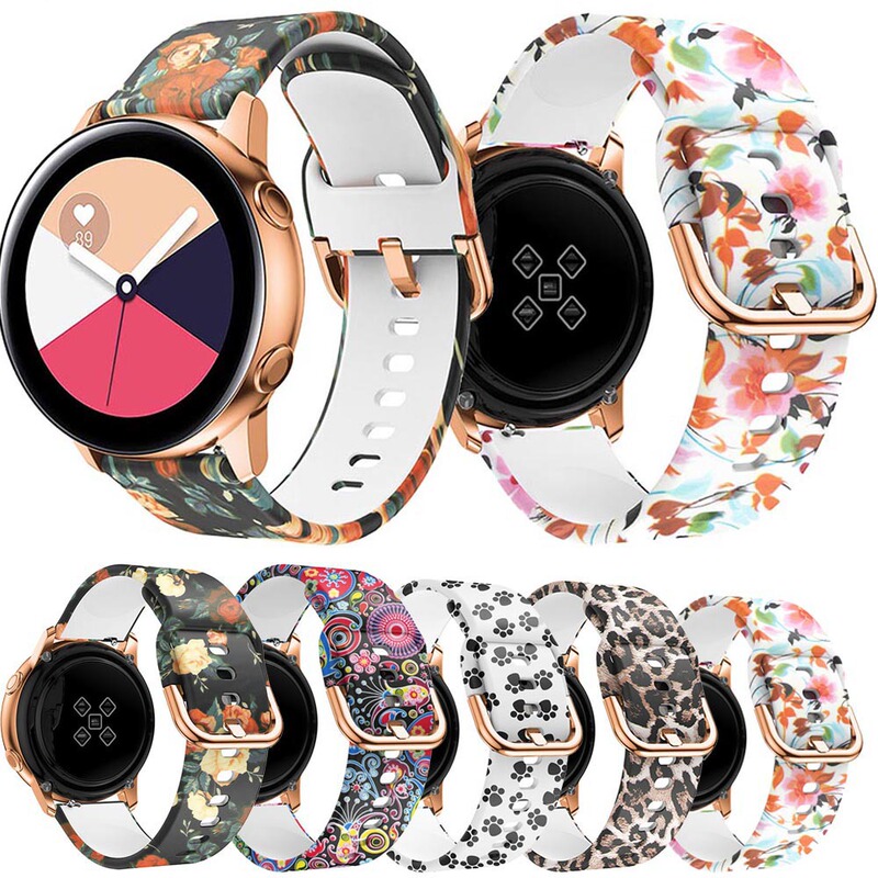For Samsung Active 2 40mm 44mm Printed Watchband Huawei GT2 20mm/22mm Silicone Wristband