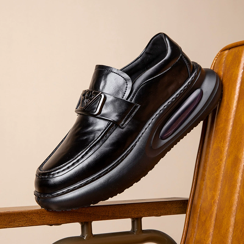 Весенняя надувная мужская обувь кожаная бизнес повседневная кожаная обувь мужская английская толстая подошва для повышения воздухопроницаемости