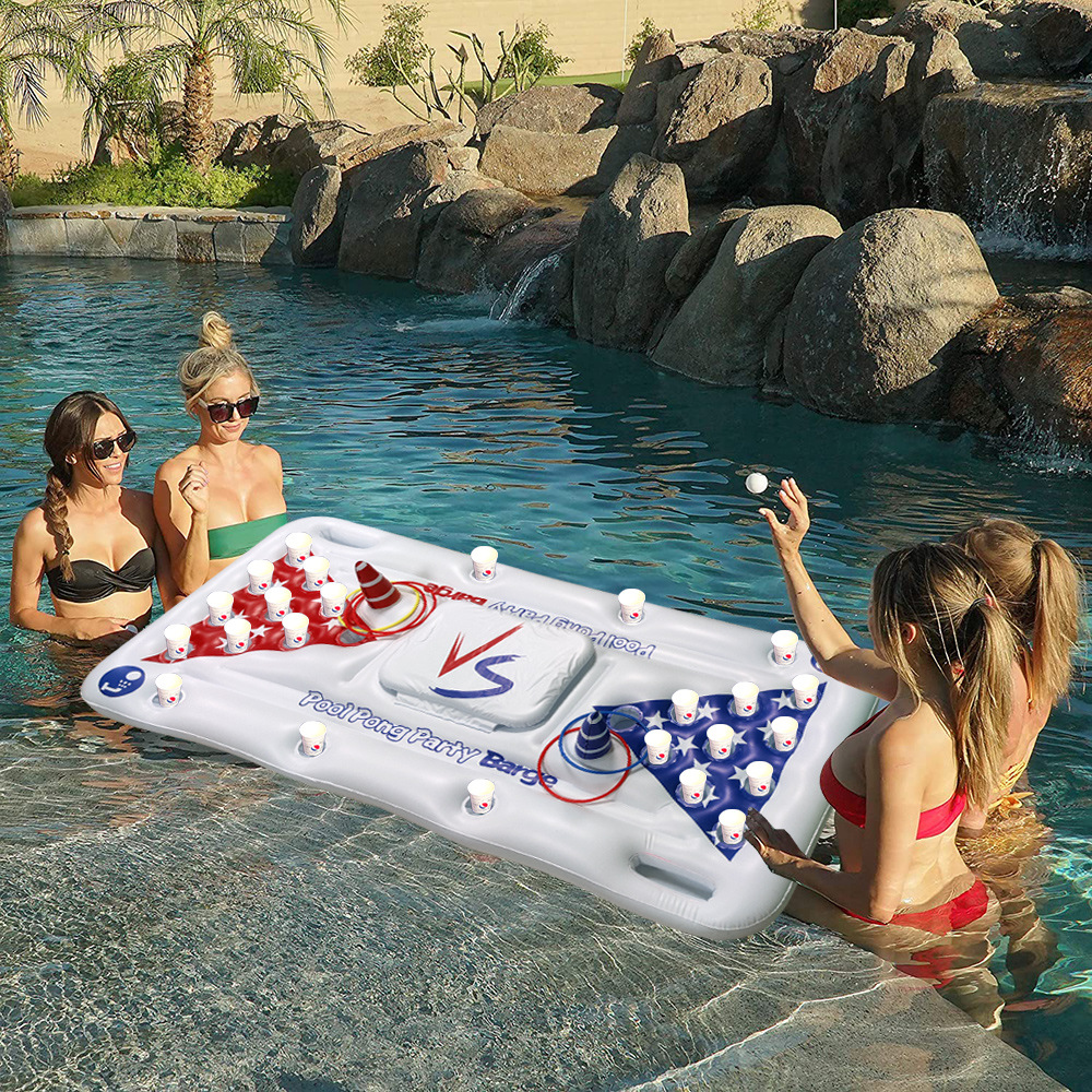 Inflatable water Beer Table swimming pool entertainment ferrule 28 Cup hole table tennis game table Entertainment ice trough floating row floating bed