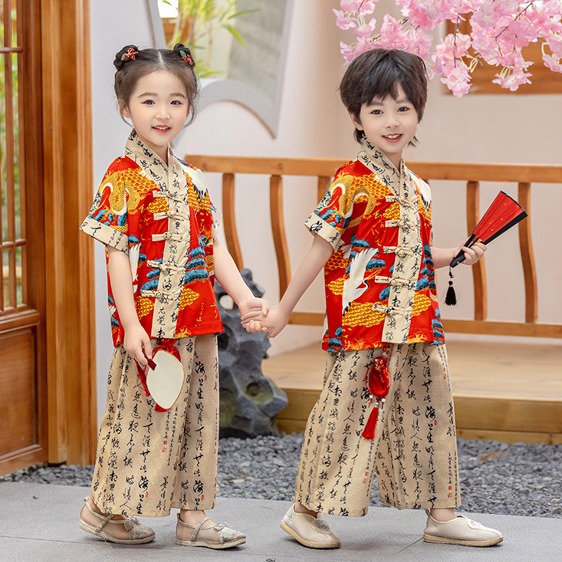 Children's Chinese Style Tang Suit Performance Costume 2024 Summer New Arrival Kindergarten Hanfu National Trend Performance Dress