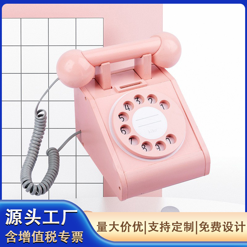 Artificial Wooden New Telephone Set for Young Children's Educational Early Education Boys and Girls Fun Family Birthday Gift Set