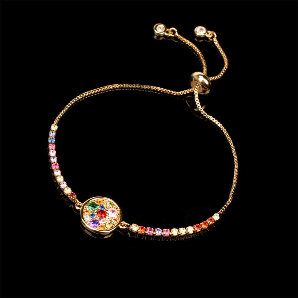 wholesale jewelry round zircon pendant splicing copper bracelet nihaojewelry