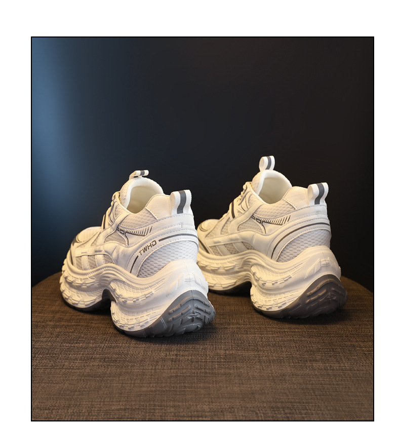 Giày sneaker nữ chunky đế dày lưới thoáng khí tăng chiều cao — màu be chi tiết 19