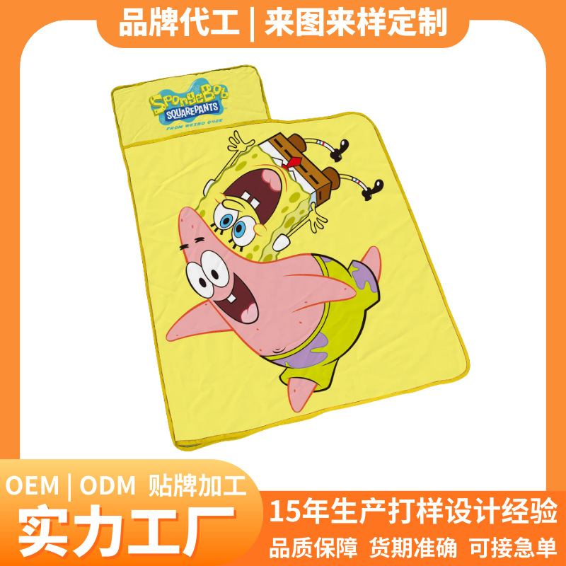定制幼儿园午睡垫儿童便携式一体床垫中童卡通印花睡袋加厚防着凉