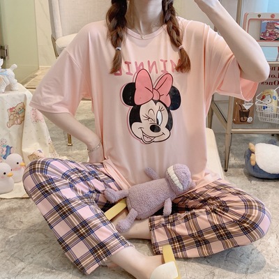 Pijamas de dibujos animados para mujer primavera y verano celebridades de Internet estilo caliente pantalones de manga corta 2025 nuevo traje casual de dos piezas de servicio a domicilio image 41