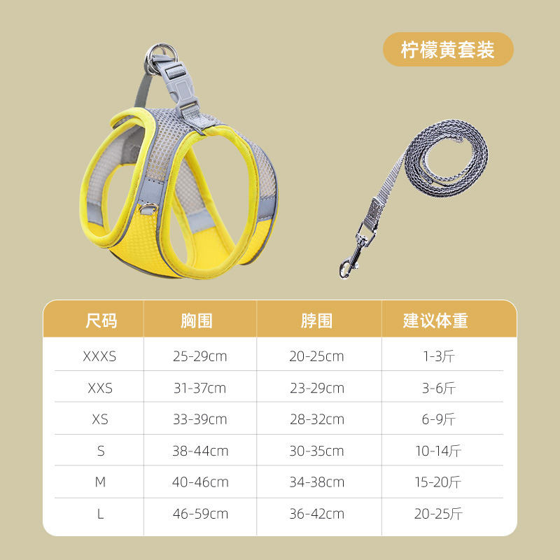 Correa de perro caminar cuerda perro pequeño Teddy Corgi oso cachorro gato mascota chaleco correa para el pecho