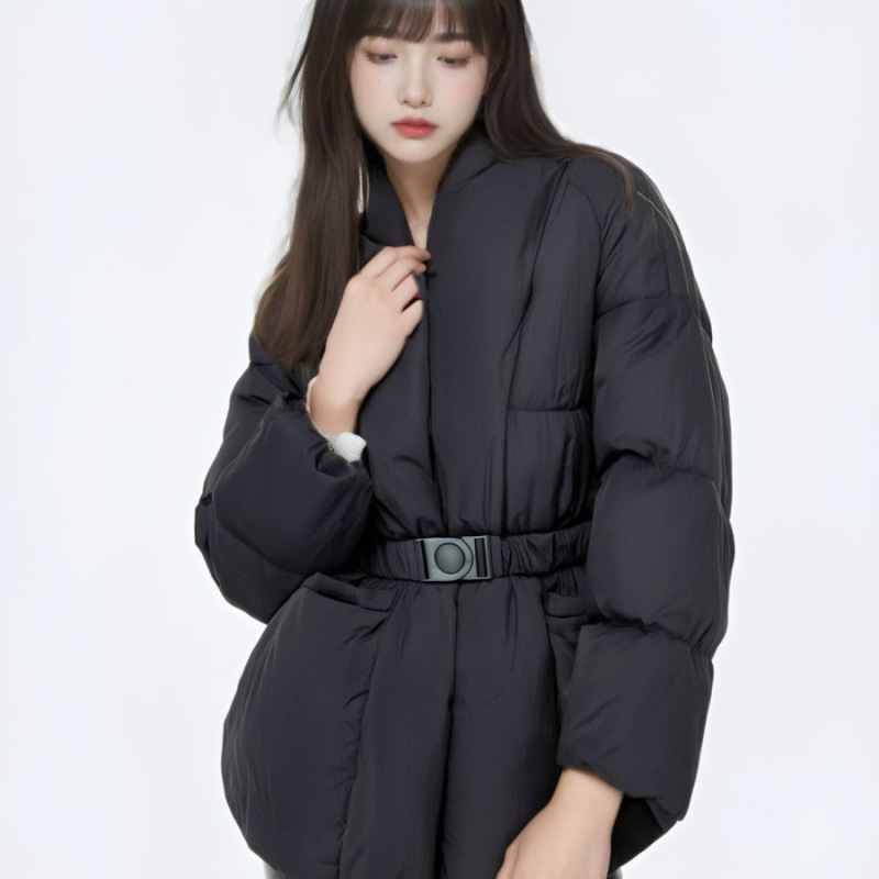 大码胖新中式黑色收腰棉服女冬季新款休闲设计感中长款显瘦外套|undefined