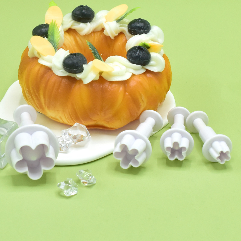 4 moldes de resorte con forma de flor de cinco pétalos que imitan moldes de repostería reales, herramientas creativas para hornear, molde para mousse fácil de desmoldar. image 7