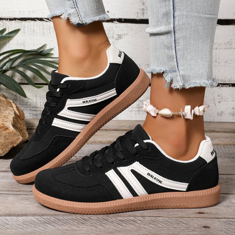 Cross-Border Women's Large Size Moral Training Shoes Sports Shoes 2025 New European and American Retro Color Matching Flat Shoes Women's Wholesale