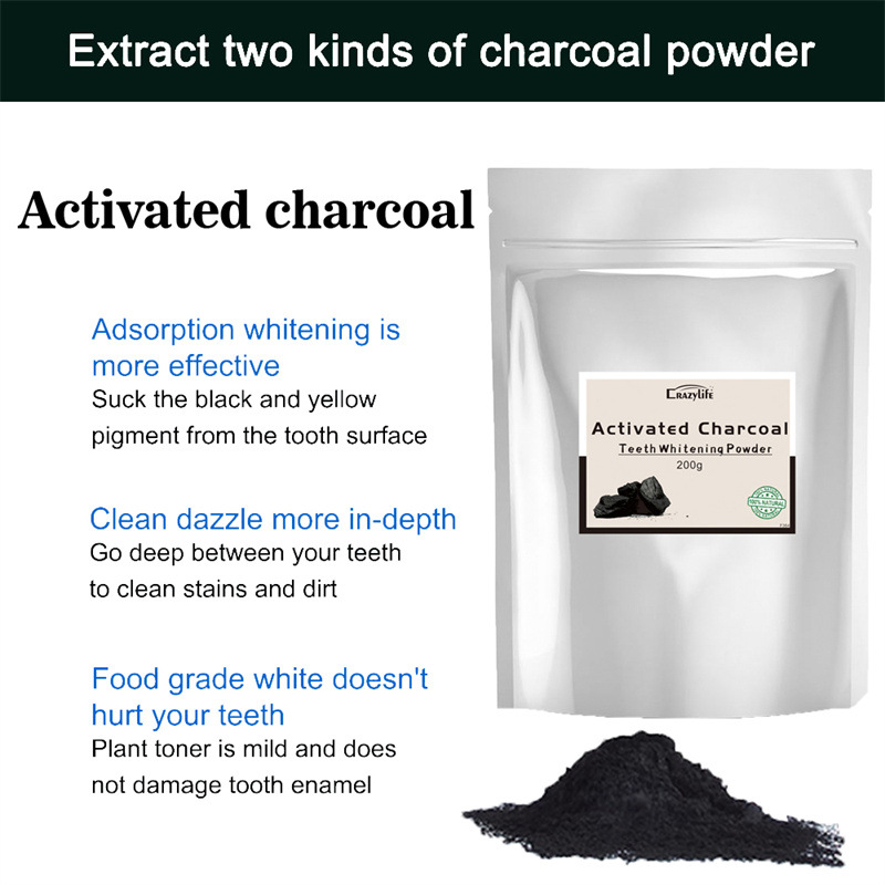 Crazylife Black Carbon Bamboo Charcoal Powder Natural Activated Tooth Cleanser 200g 1_voghion.com