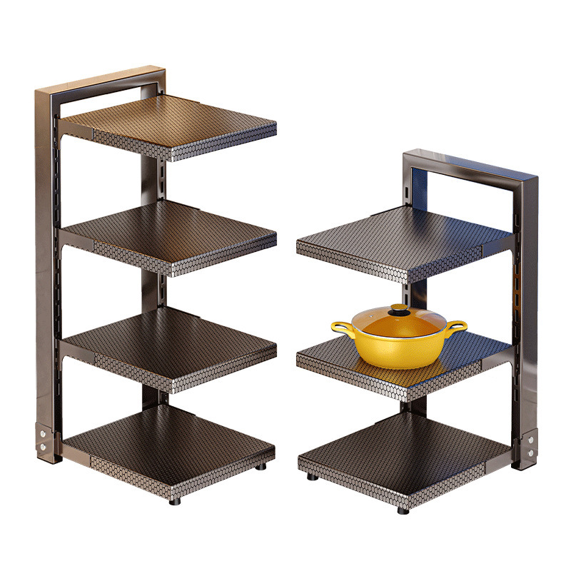 Estante de cocina Estante de almacenamiento para ollas multifunción Estante de almacenamiento Gabinete doméstico Estante de capas interior Fregadero inferior Estante de ollas multicapa