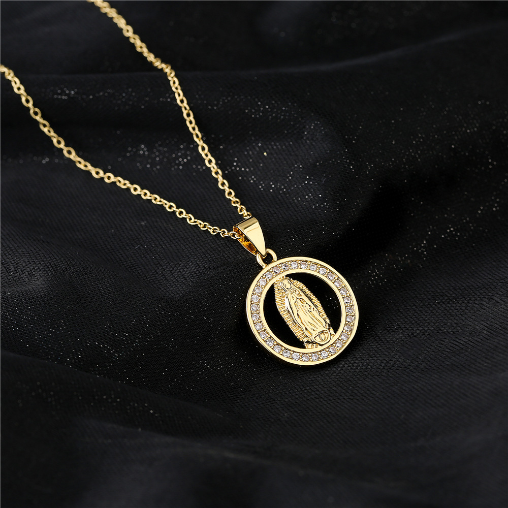 Fashion Real Gold Electroplating Religious Jewelry Copper Micro-inlaid Zircon Pendant Necklace display picture 4
