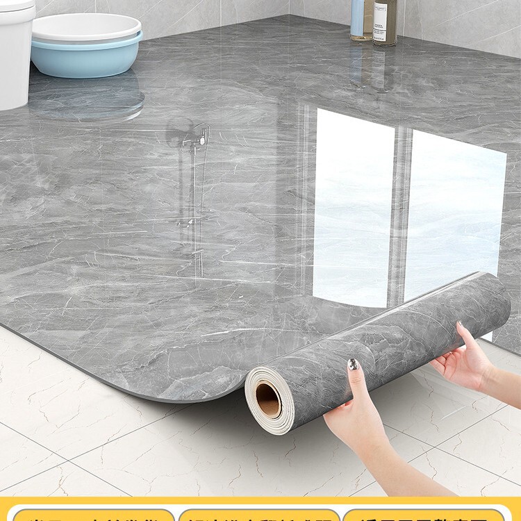 Bathroom Toilet Waterproof Floor Stickers Toilet Floor Stickers Self-Adhesive Non-Slip Toilet Floor Tile Renovation Floor Stickers
