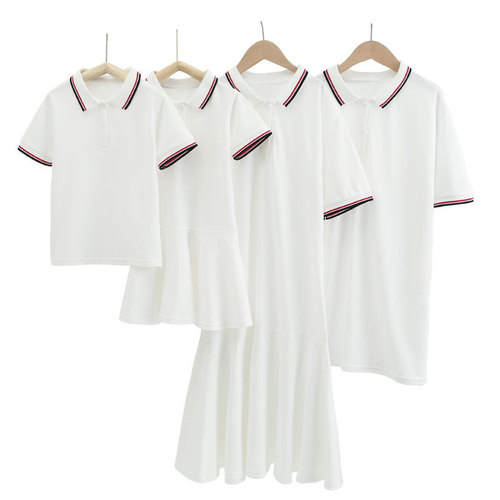 Boy's T-shirt Summer Thin Pure Cotton Children's T-shirt Set Boy's Polo Shirt Girl's POLO Skirt School Class Uniform Kindergarten Uniform