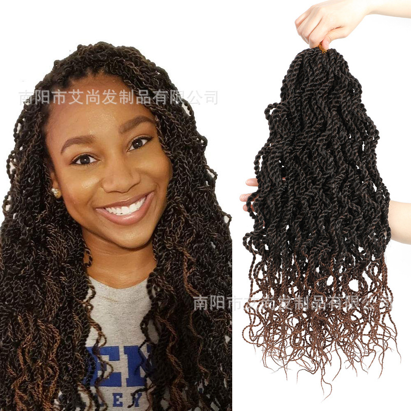 Europe and the United States foreign trade cross-border direct supply of chemical fiber wig 18 inch rail curved dirty braid Wavy senegalese twist