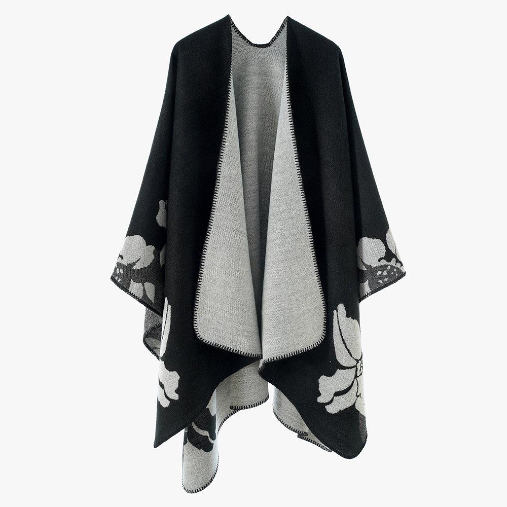 Nuevo multifuncional de cinco pétalos de flores de otoño y invierno Jacquard bufandas de doble cara bufandas de cachemira moda europea y americana popular explosión