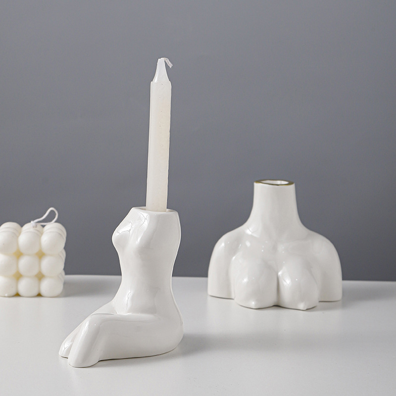 Estilo Europeo ins cerámica candelabro hogar varilla cera base romántica mesa de comedor cera cuerpo candelabro creativo decoración del hogar