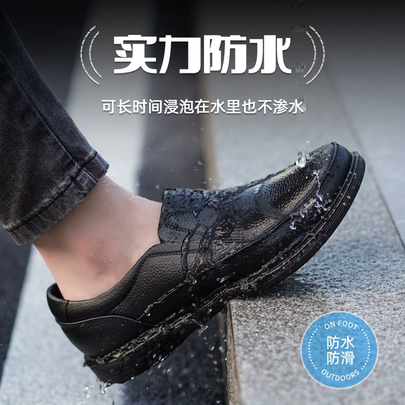 Трансграничная мода низкая банда мужская водяная обувь искусственной кожи резиновая обувь мягкая подошва для комфорта на улице